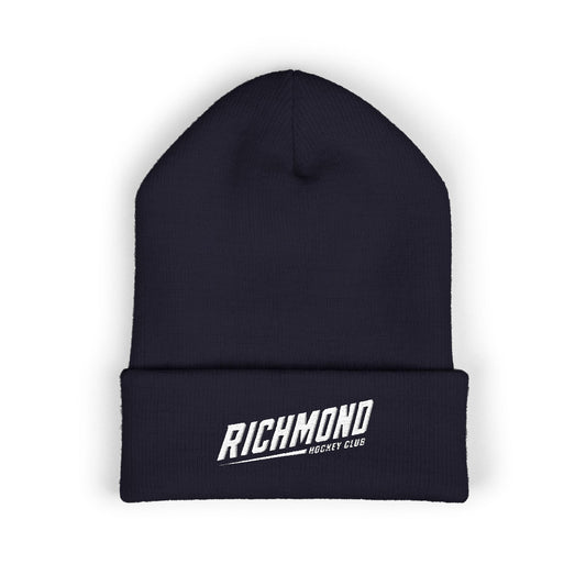 Embroidered Classic Cuffed Beanie — Minimal White Knit Winter Hat