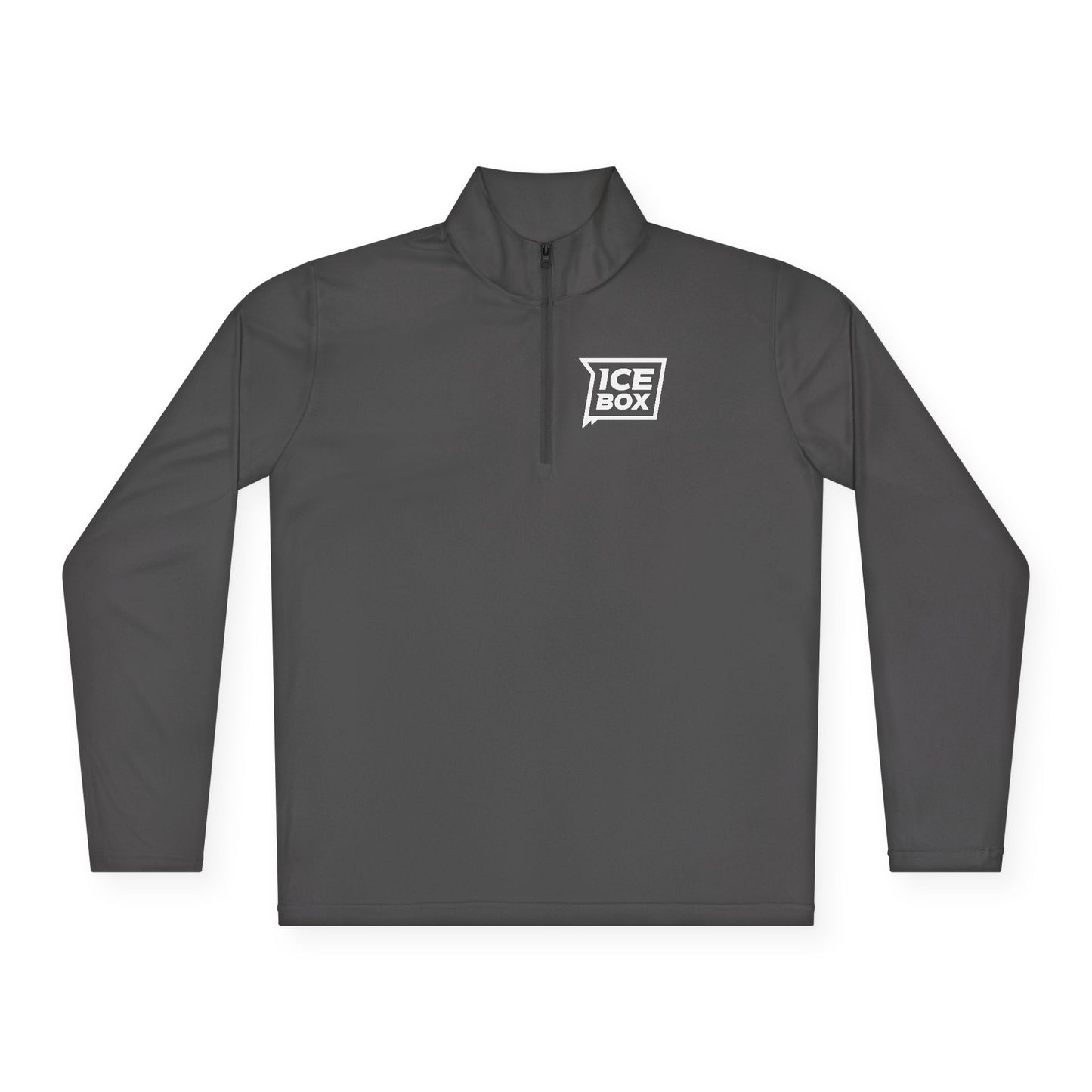 Minimal White Quarter-Zip Pullover — Subtle Chest Logo